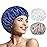 3 PCS Shower Caps for Women, Upgrade Comfortable & Extra Large & Double Layers Waterproof Bath Cap, Oversized Designed Adjustable Hem Hair Cap for All Hair Lengths/Style