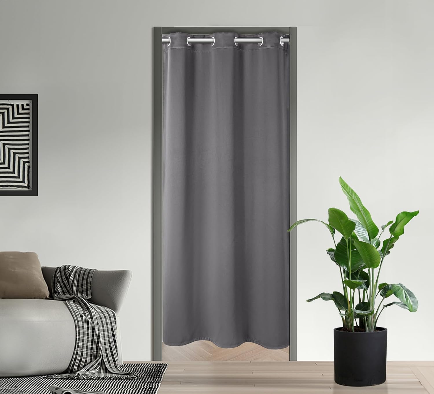 PI Blackout Door Curtain 80 inch Thermal Insulated Room Darkening PRICACY Doorway Curtain Window Treatment,Room Divider Curtain Closet Curtain for Front/Sliding Door/Closet/Patio(Dark Grey, W34XL80) Dark Grey 34"W x 80"L (Pack of 1)
