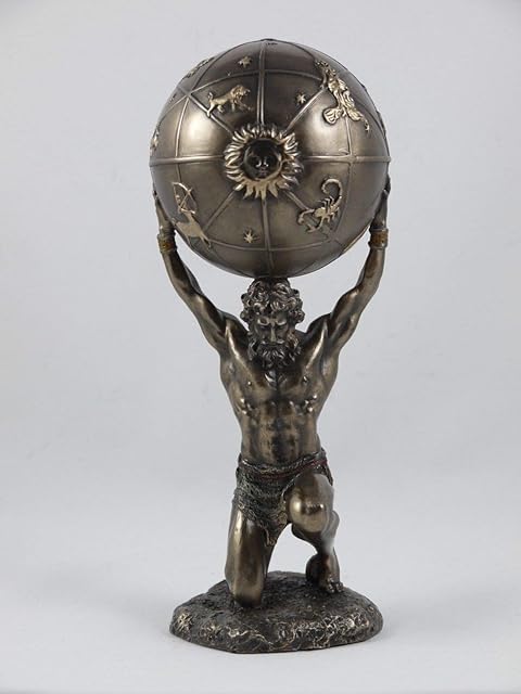 Atlas Carrying The World Greek God Statue Bronze Finish Figurine Sculpture 8.26"