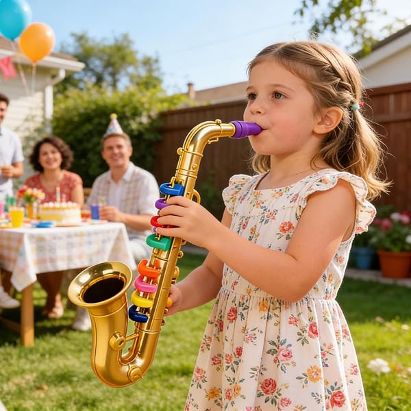 Herramienta para saxofón de juguete: estructura ligera, teclas fáciles de presionar, salida de audio brillante, diseño compacto para el transporte | Para el aprendizaje de la música a cas - 3
