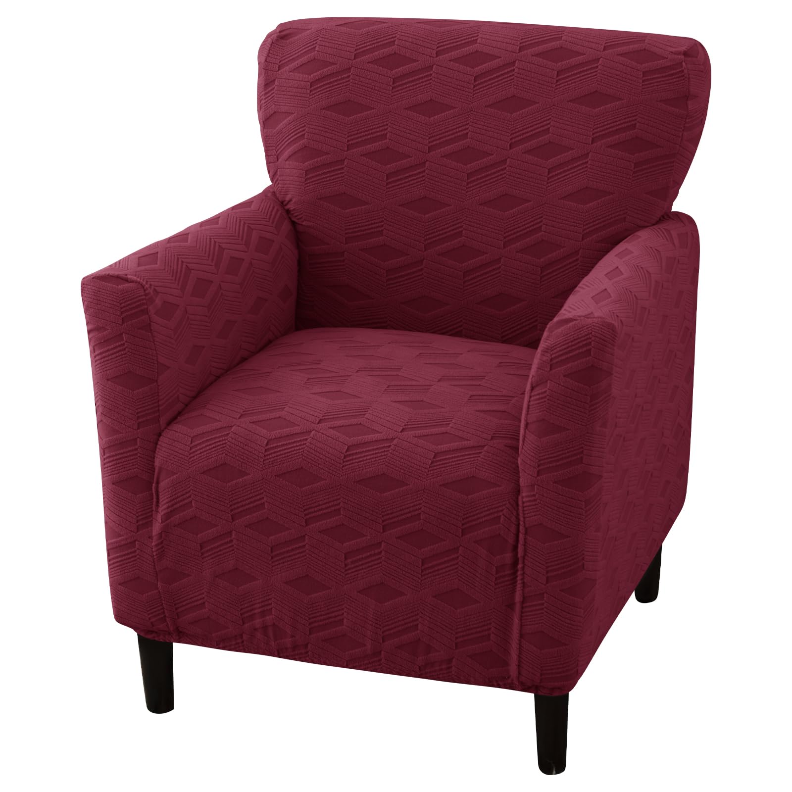 SHANNA Stretch Banquet Chair Covers: 1Piece Mid Century Luxury Knitted Armchair Slipcovers Waterproof Soft Arm Chair Cover,for Bedroom (Wine red-Jacquard) — image 1