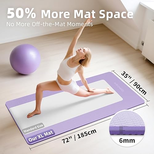 Miniatura 2 de Extra Large Yoga Mat 72"x48" or 78"x57", 14"12" Thick Mat for Women & Men, TPE Non-Slip Pilates Mat for Home Gym, Yoga, Stretching, Meditation