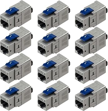Cat 8 RJ45 FTP Termination Tool Free Keystone Metal Jack 22AWG-24AWG for 2000Mhz 40G S/FTP Shielded LAN 6 Pack