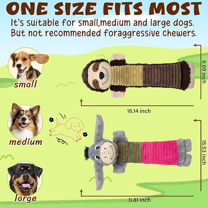 Pack de 2 Juguetes Squeaky para Perros sin Relleno, Mordibles con Sonido miniatura 4