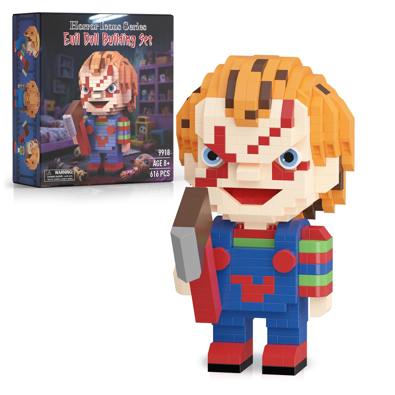 Finger Rock Horror Doll Micro Building Blocks, 616 PCS Evil Figure Decoration Model, Ideas Halloween for Horror Film Fans Adults Teenagers โ image 1