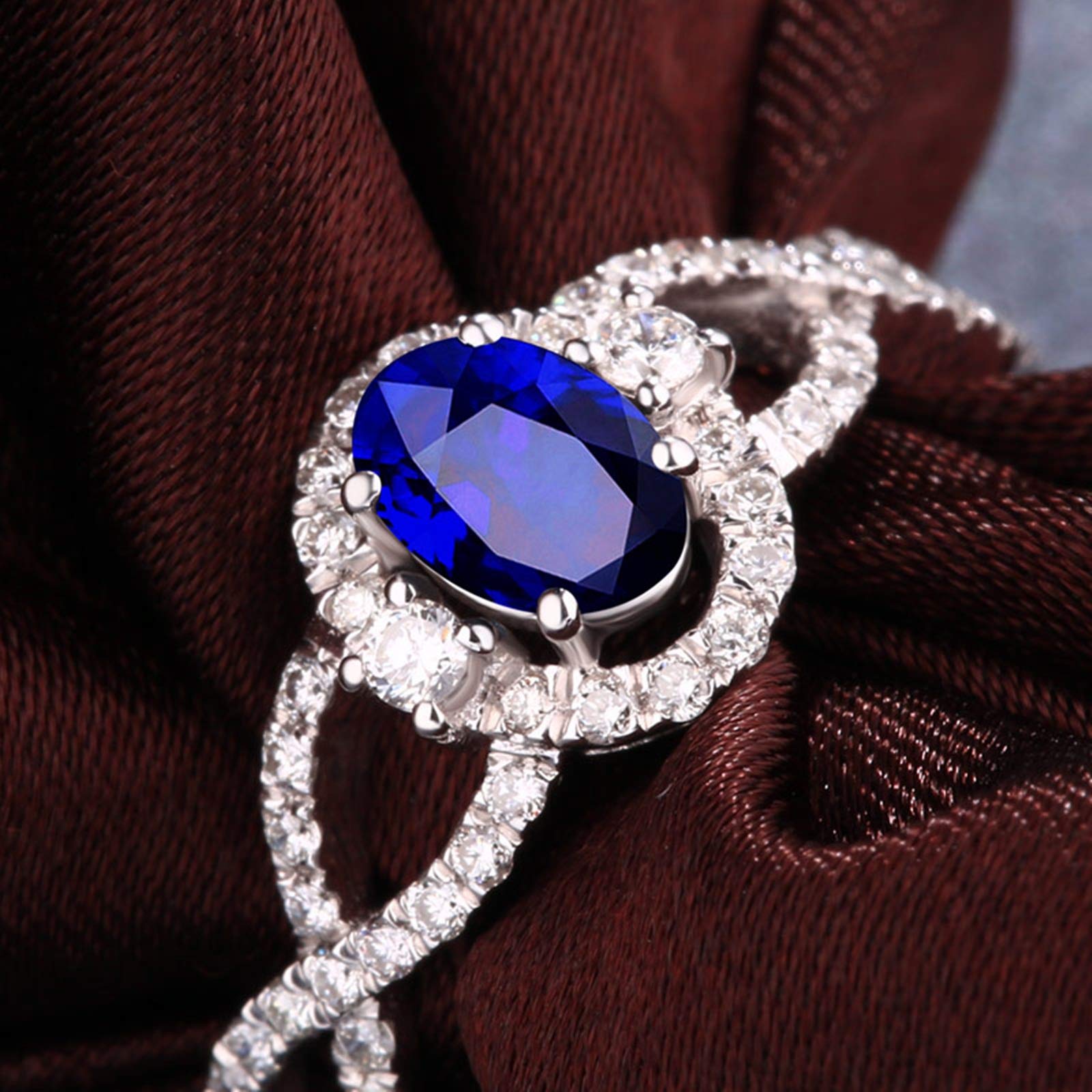Beydodo Pierścionek zaręczynowy 18 karatów nieskończoność z owalnym szafirem 0,48/0,85/1,72 ct, damski pierścionek z białego złota z diamentem e 18 karatów (750) białe złoto, 56 (17,8 mm), colore: 0.48ct, cod. TLLWGZ4011