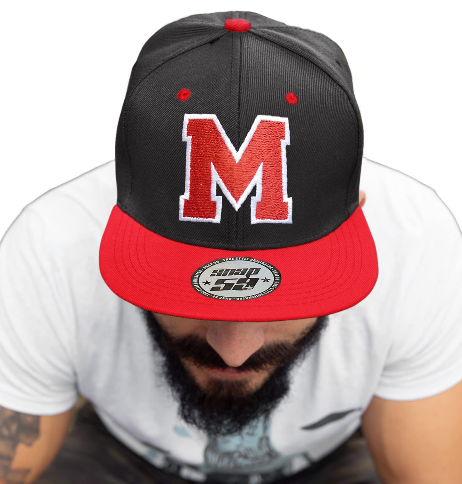 4sold ABC Letter Snapback Cap in Red Black/White with Letters A to Z (M)