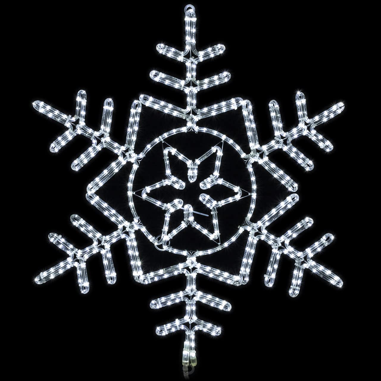 ElectricArt 36 Inch Cool White LED Rope Light Snowflake Motif