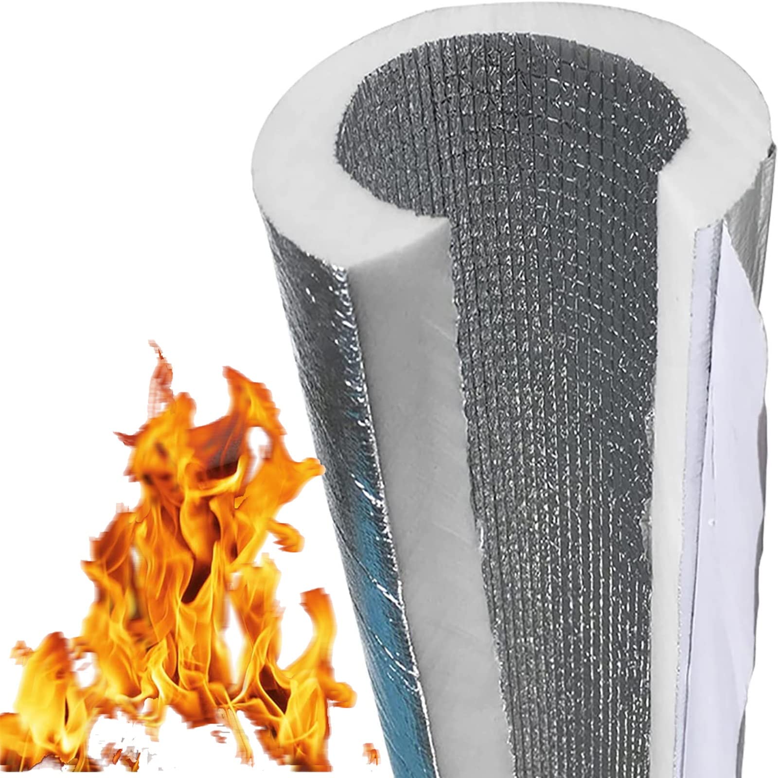 Aislamiento de tuberías Autoadhesivo,Tubo de Espuma de Aislamiento de tuberías,Impermeable/Anticongelante/Retardante para Tubos de Agua Caliente de Aire Acondicionado Solar al Aire Libre