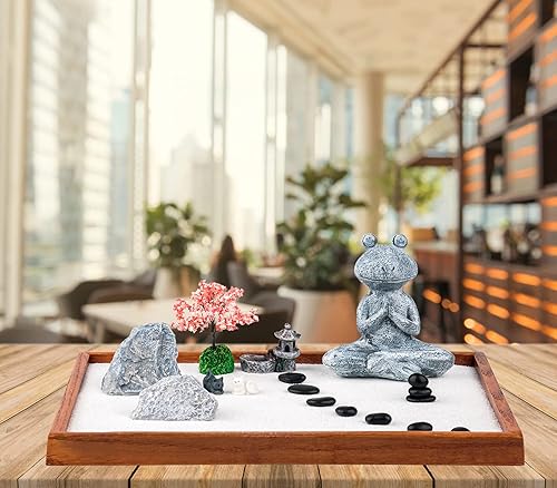 Miniatura 6 de Kit de jardín zen en miniatura en forma de rana 14 x 10 pulgadas