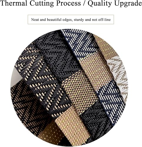 Miniatura 8 de Juego de 8 manteles individuales lavables para mesa de cocina, manteles individuales de PVC fáciles de limpiar (rayas azules)