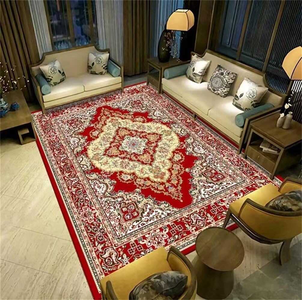 Tapis bureau XXL 120x190cm rouge en vinyl lavable pour protection du sol