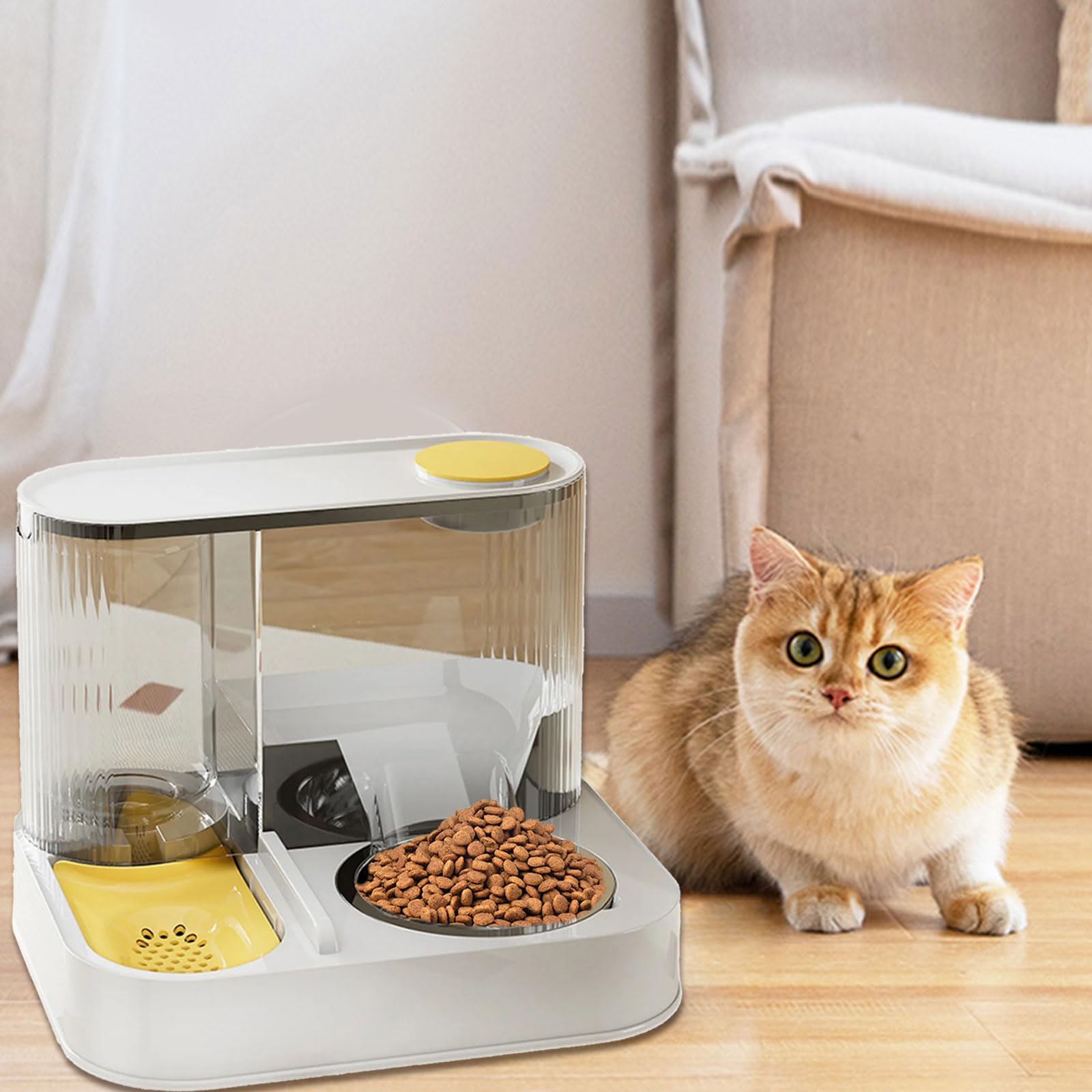 Erhöhter Futternapf, automatische Wasserversorgung, abnehmbarer Metallnapf, rutschfeste Unterseite, für Haustiere, abnehmbarer Futternapf für Katzen