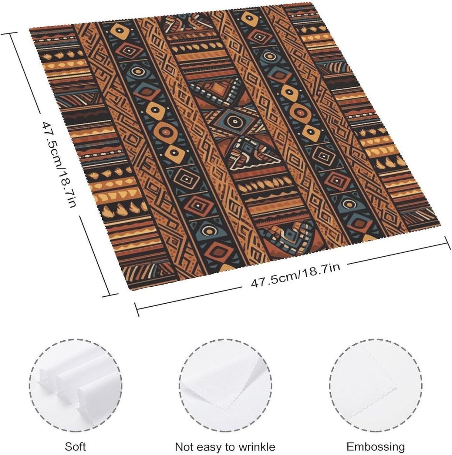 Traditional African Design Pattern Napkin for Kitchen, Washable Dinner Napkins for Hotel, Reusable Table Napkin for Weddings, Soft Absorbent Cloth Napkins for Party, Holiday, Everyday Use 4 PCS