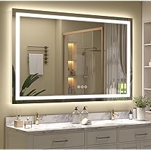 60x 40 Inch Lighted Bathroom Mirror for Wall, LED Illuminated Vanity Mirror with Lights, Dimmable, Anti-Fog, ETL Listed (Backlit and Front Lighted)