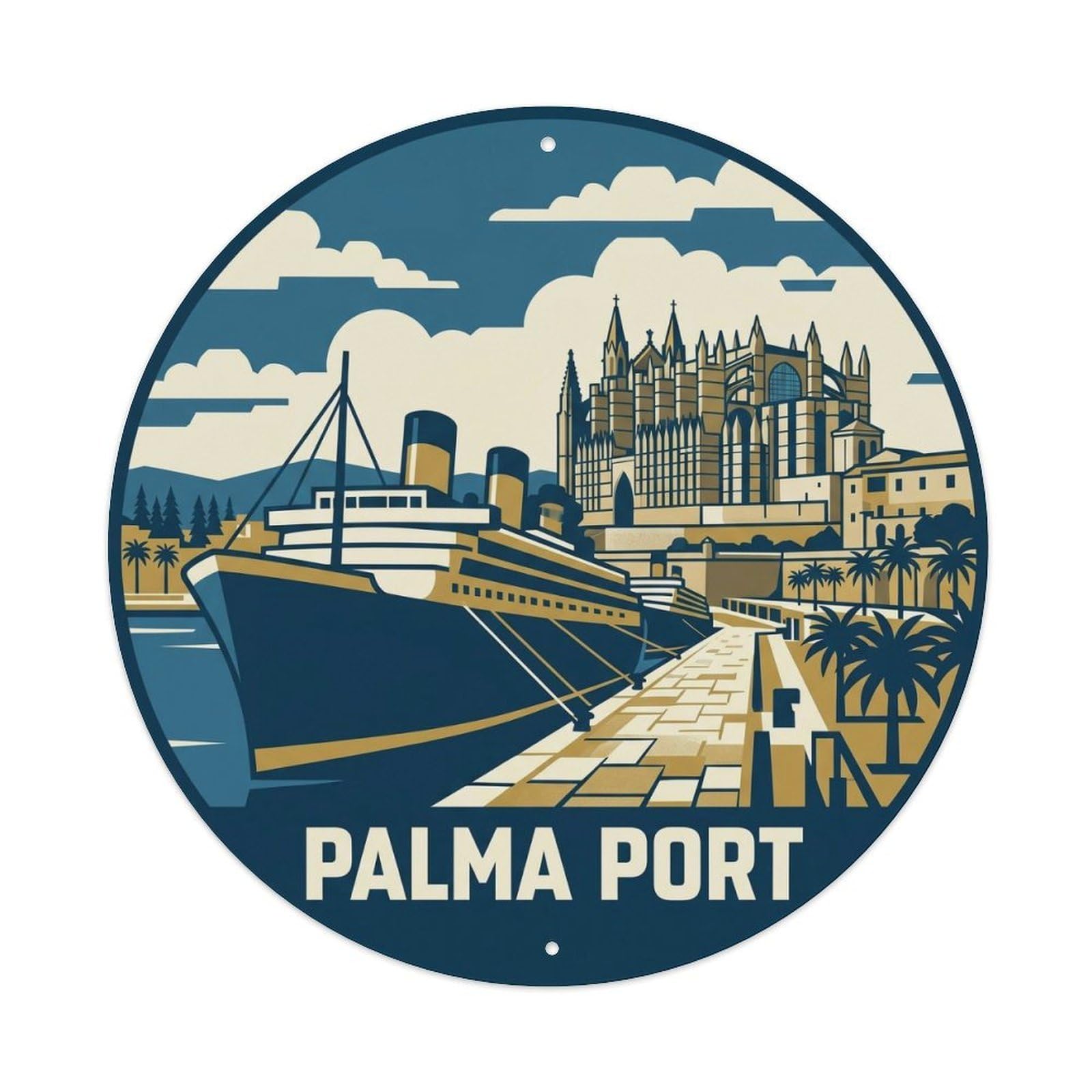 Mallorca Palma Harbor Travel Landmark Balearic Metal Tin Sign