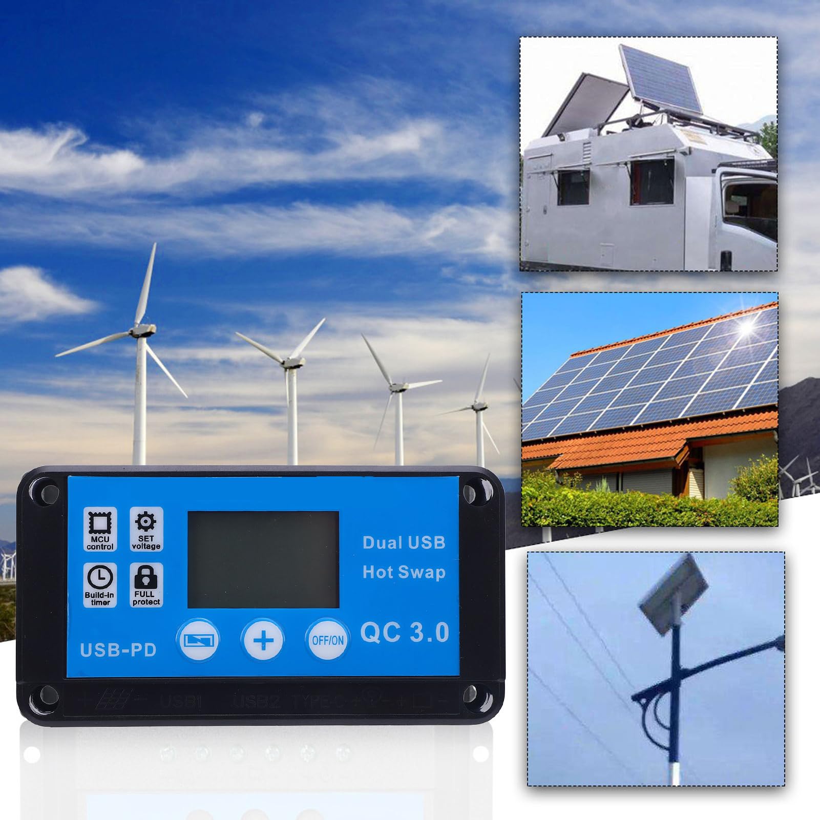Alomejor Zestaw Paneli Słonecznych Monokrystalicznych o Mocy 100 W z Regulatorem ładowania Słonecznego Magazynowanie Energii Ładowanie Obd do Samochodu Ładowanie Zabezpieczające Przed utratą Podczas