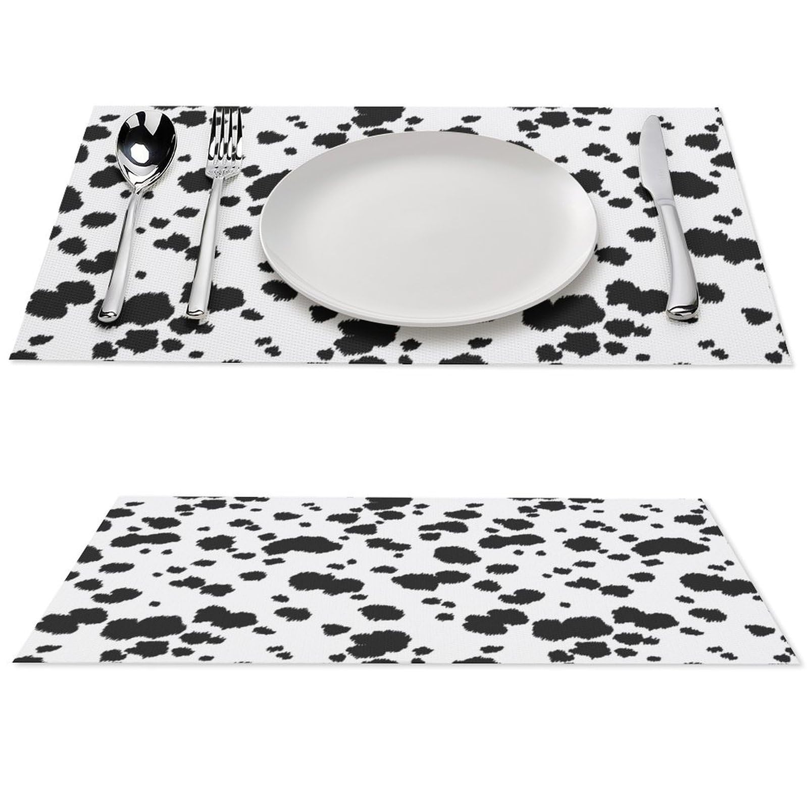 Cow Print Placemats Set of 1 PCS Washable Table Runner 18" X 12" Place Mats for Kitchen Party Dining Decoration
