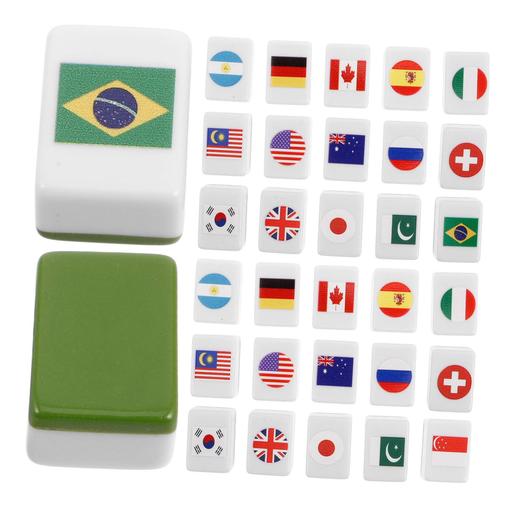VICASKY Set de 48 Piezas de Mahjong Diseño de Bandera Nacional para Adultos y Niños, Juegos Familiares Mahjong Modos de Juego Variados y Reglas Fáciles de Aprender