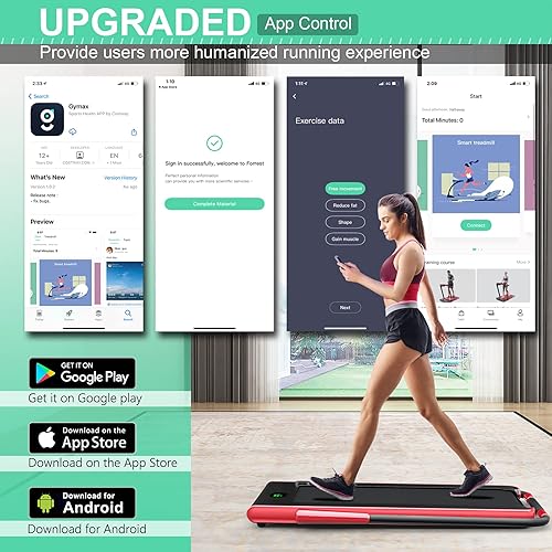 Miniatura 2 de Gymax Cinta de correr plegable, máquina eléctrica con dientes azules y pantalla LED, máquina portátil para caminar debajo del escritorio para el