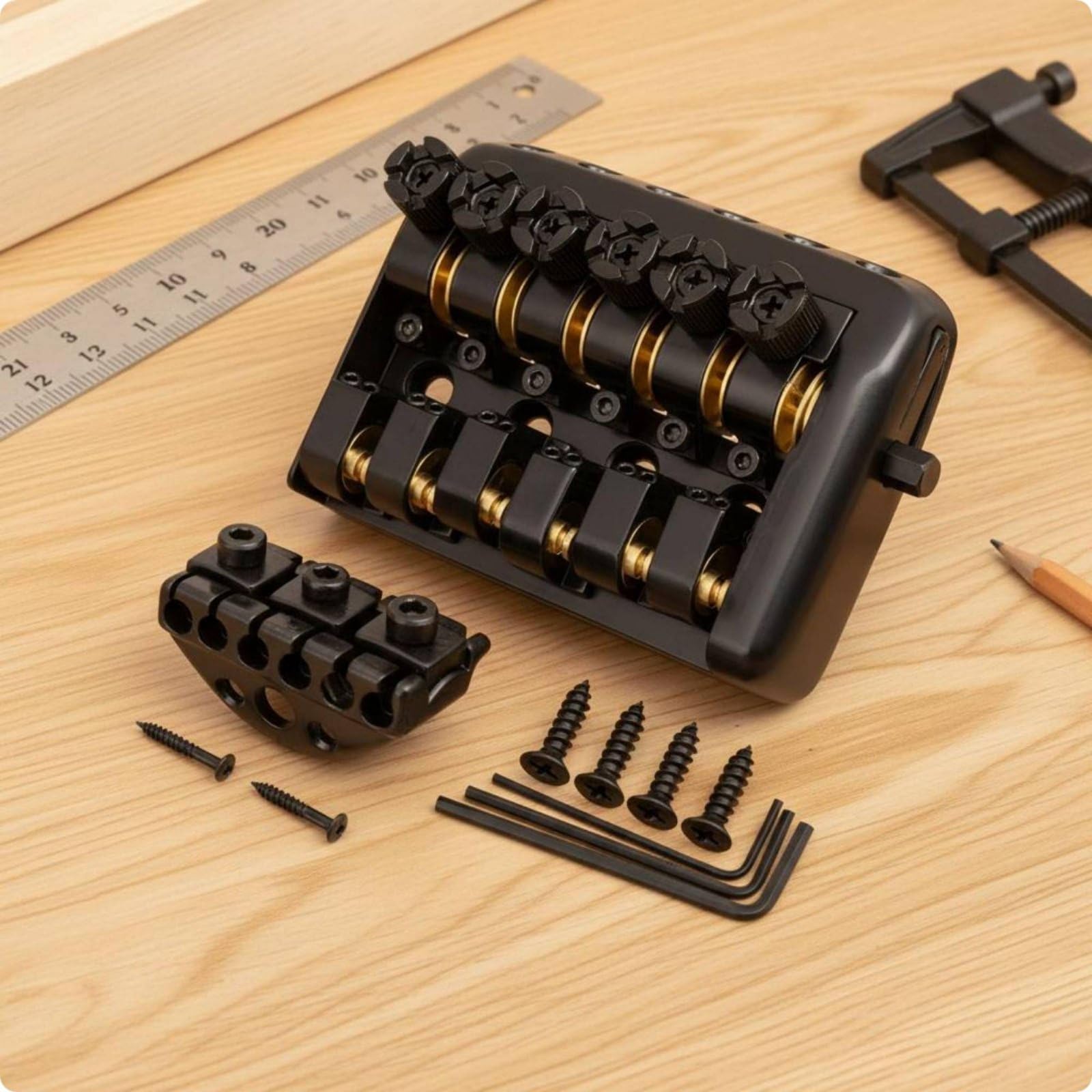 Ponte Fisso per Chitarra Elettrica Ponte Cordiera Tailpiece Design Compatto Senza Corde per Chitarre Elettriche Senza Corde Sellette Separate con