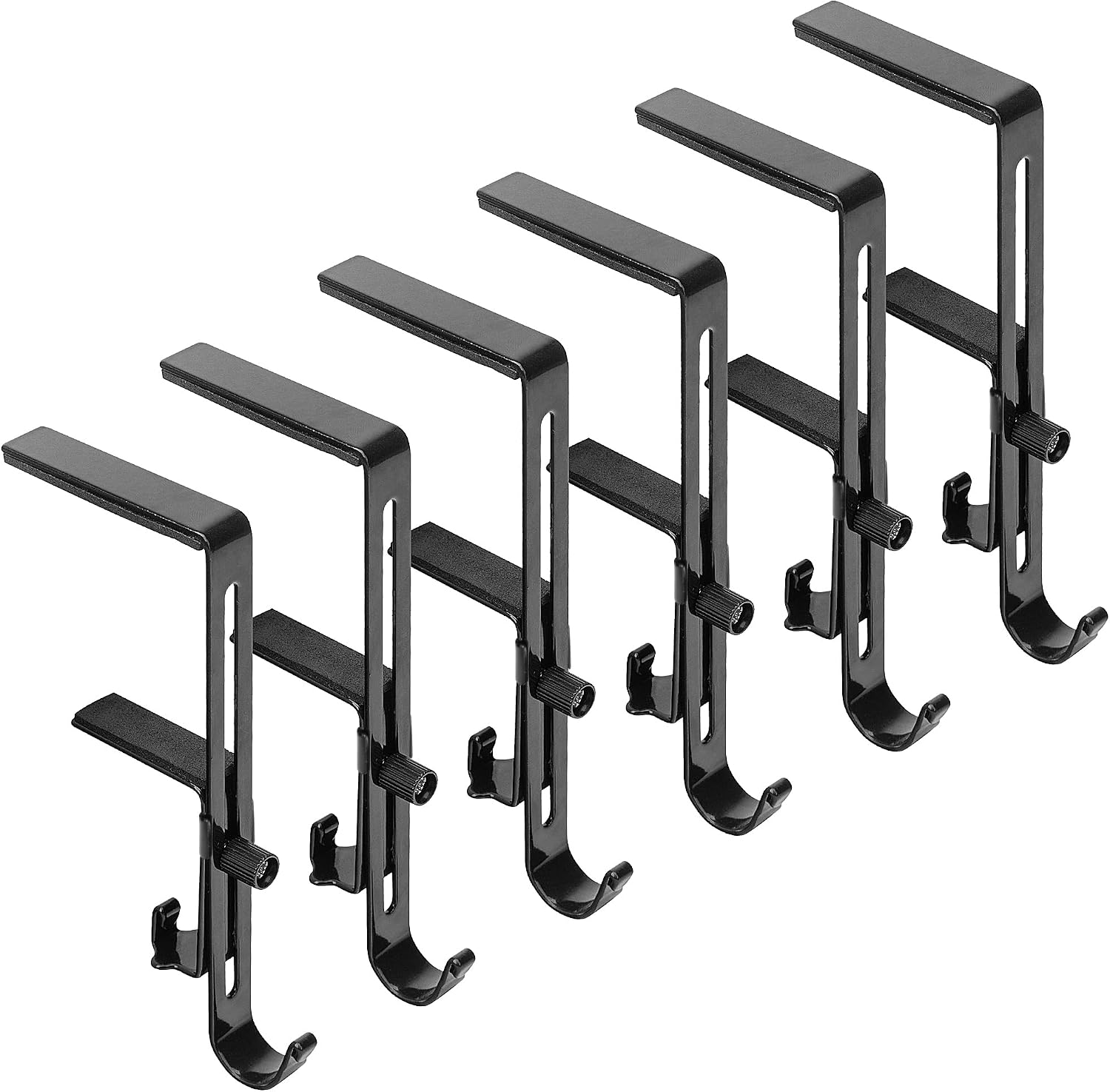 Alpurple 8 PCS Adjustable Christmas Metal Stocking Hooks Hanger for Mantle, Black