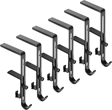 Alpurple 6 PCS Adjustable Christmas Metal Stocking Hooks Hanger for Mantle, Black