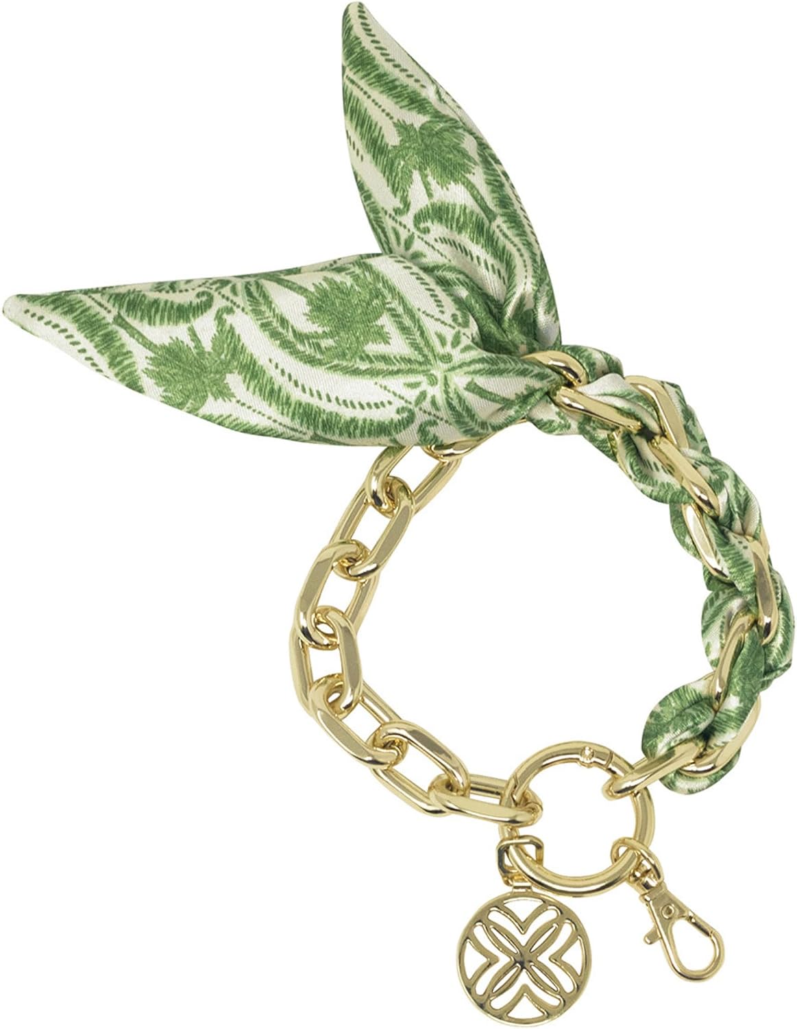 Lilly Pulitzer Chain Wristlet Keyring, Textured Palm Stripe Gold