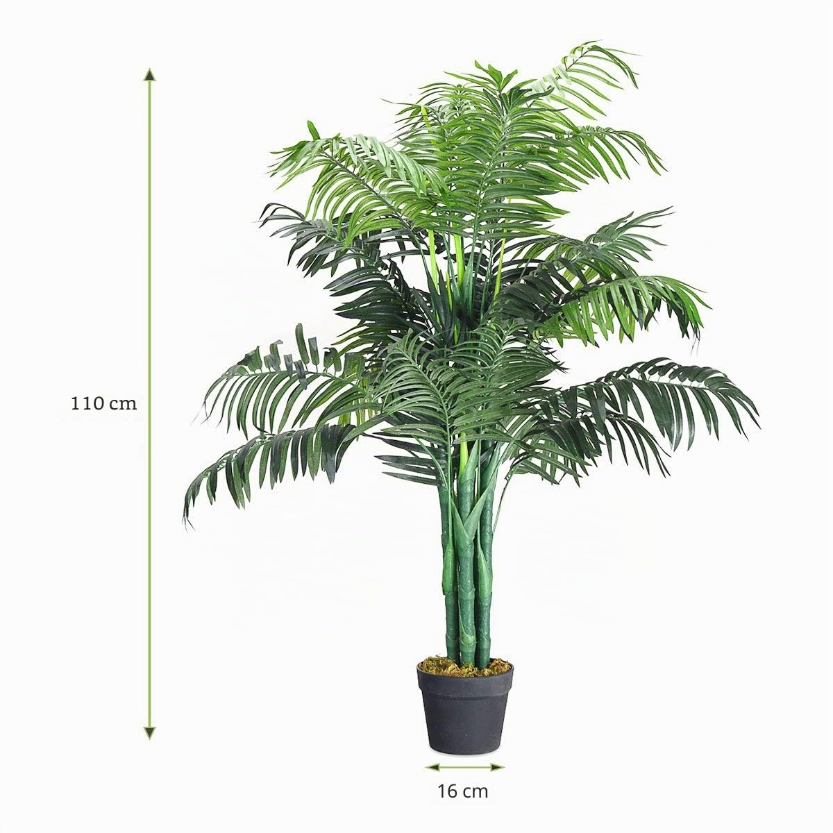 GIANTEX Albero artificiale, palma artificiale con vaso, palma artificiale, pianta d'appartamento in poliestere, per decorazione di interni, altezza 110 cm