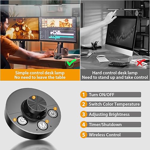 Miniatura 7 de iVict Lámpara de escritorio para oficina en casa, lámpara de mesa flexible de cuello de cisne de 24 W, lámparas de escritorio con abrazadera, 10