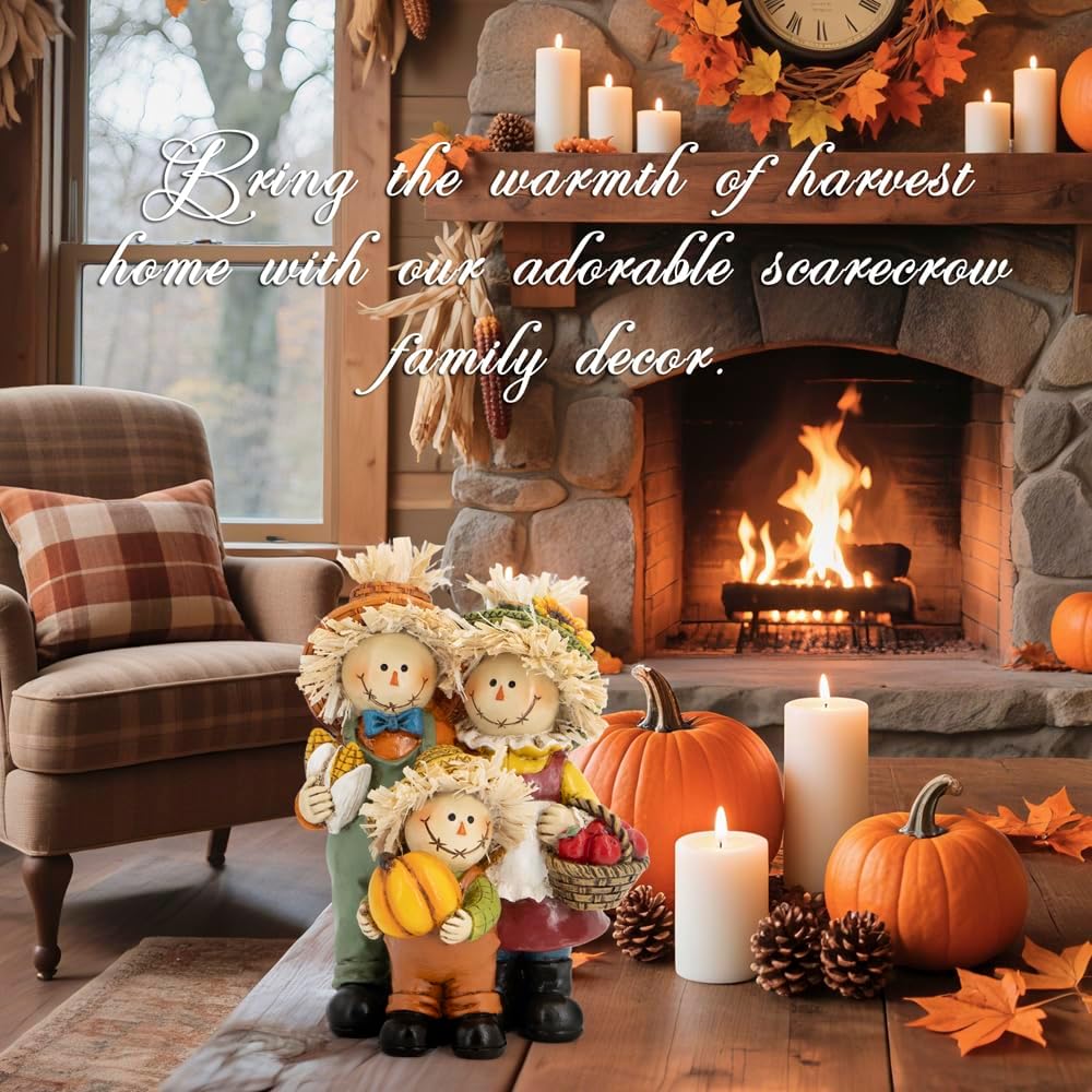 Hodao Fall Scarecrow Family Figurine, Autumn Harvest Thanksgiving Decor image 5