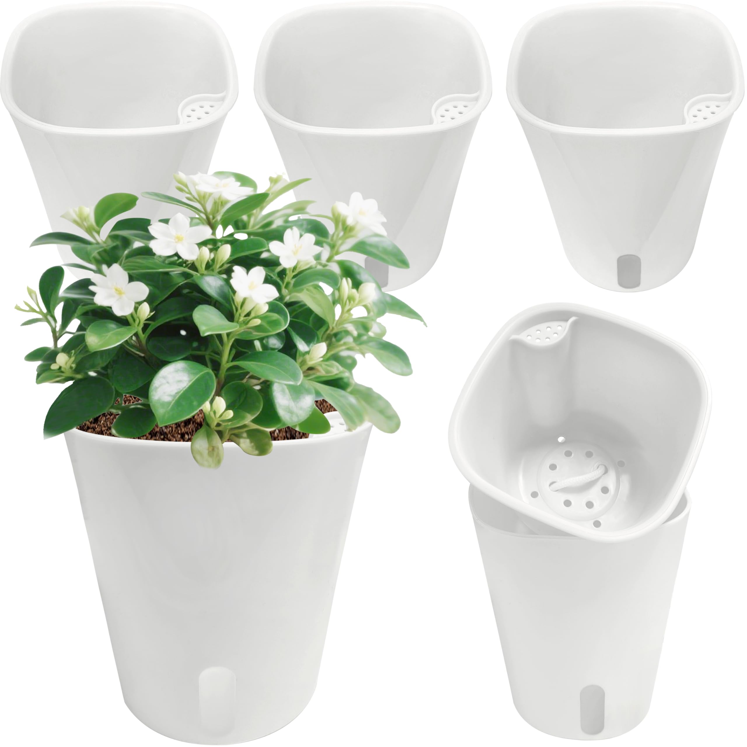TCBWFY 5-Inch Self Watering Pots 5-Pack