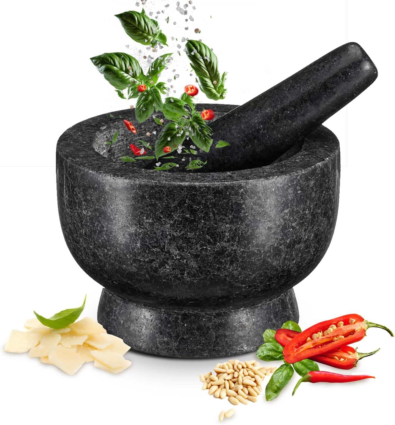 Amazon.de: MEISTERKOCH Mörser mit Stößel aus Granit für Gewürze, groß ...
