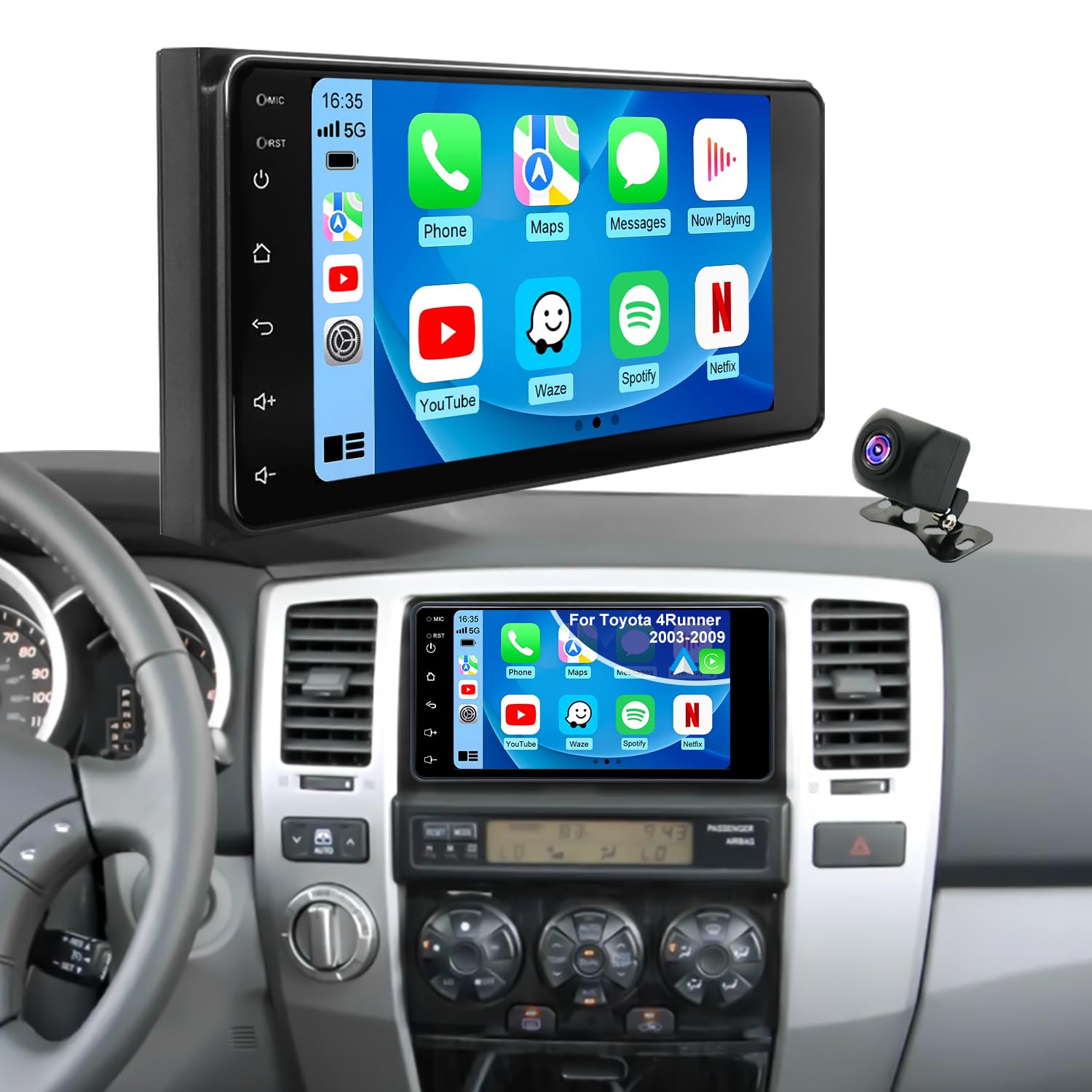 5G WiFi Car Radio for Toyota 4Runner 2003-2009, Tundra 2003-2006, Sequoia 2003-2007, Highlander 2001-2007, Camry 2002-2006, RAV4 2001-2005, 7"