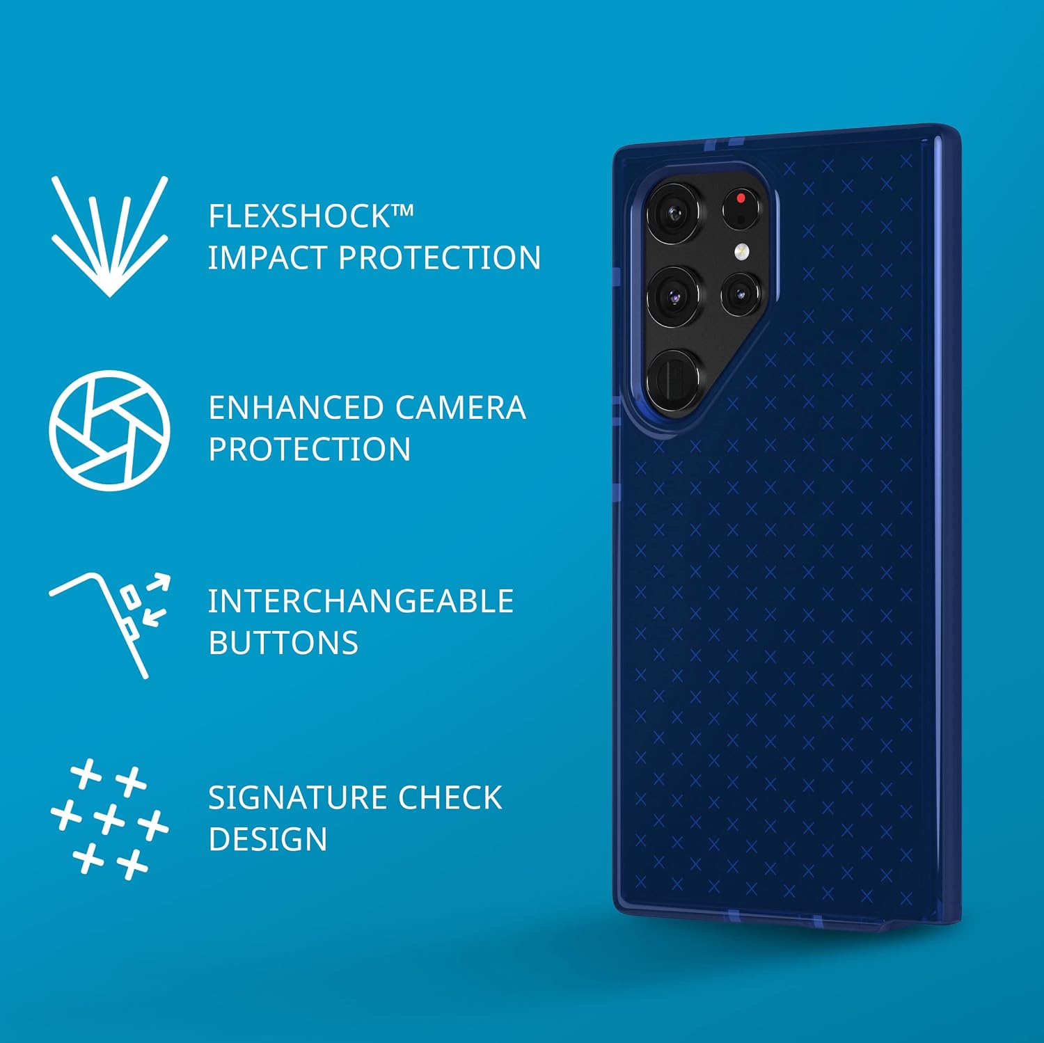 tech21 Evo Check for Samsung Galaxy S23 Ultra - Midnight Blue 16ft Drop Protecion Shockproof Shock-Resistant and Scratch-Resistant Phone Case