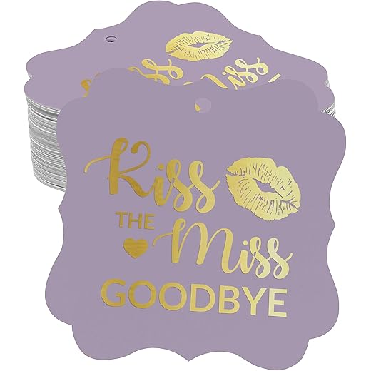 Kiss The Miss Goodbye Bridal Shower Tags 50 Pack