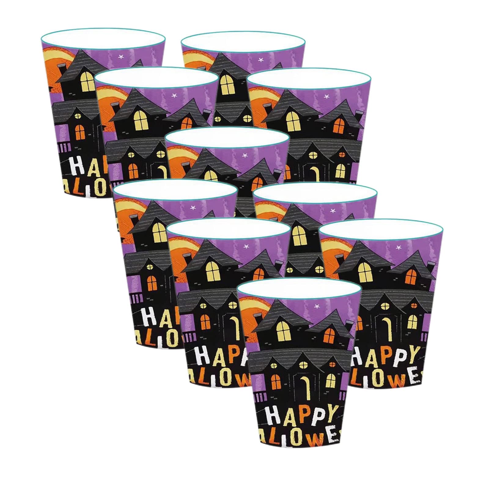 Halloween Party Cups Decorations,Purple Moon Paper Cups Design For