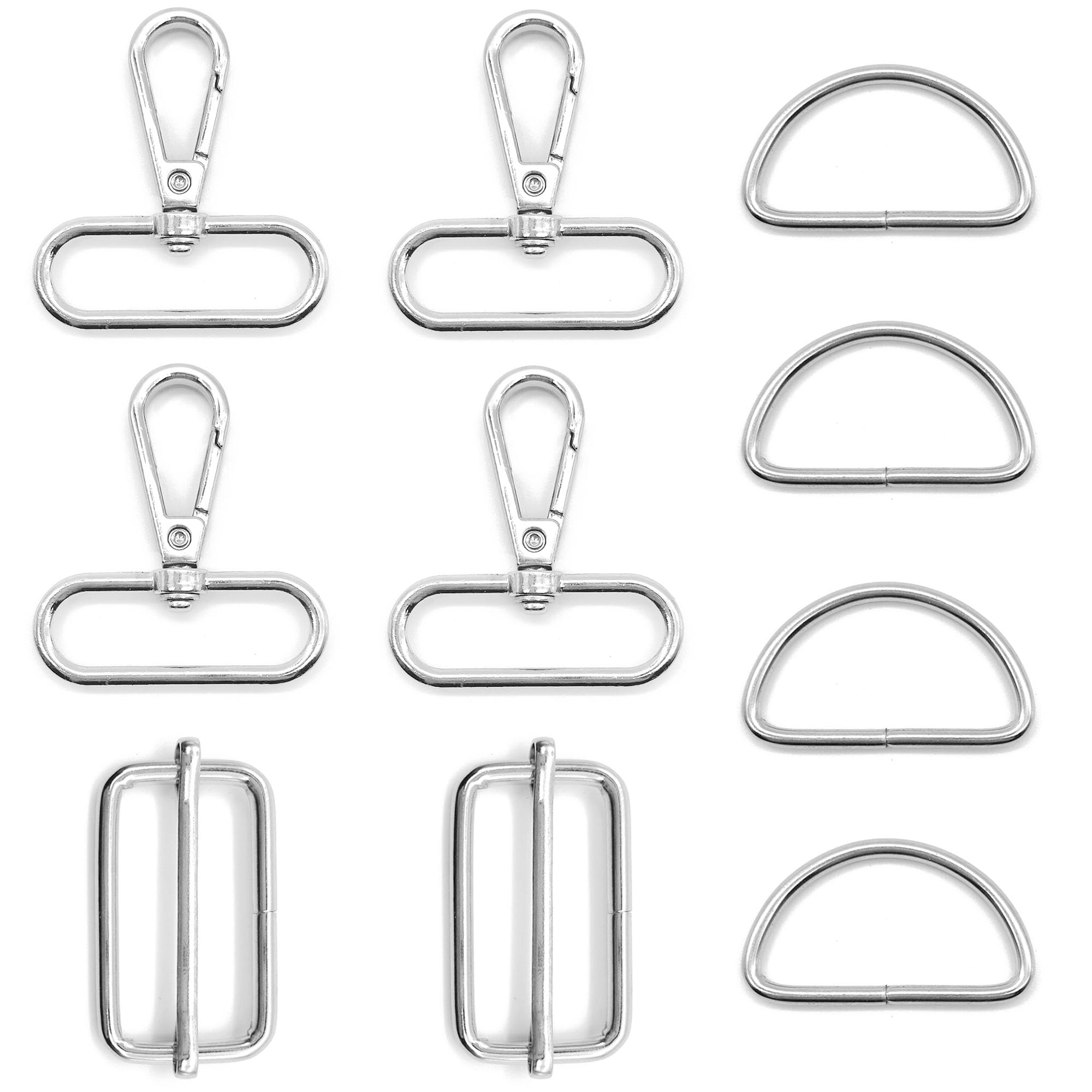 Niuhong Lot De 10 Mousquetons Pivotants Avec Anneaux En D Et Boucles Coulissantes - Accessoires Solides Pour Sacs, Ceintures, Bandoulières Et Bricolage Couture