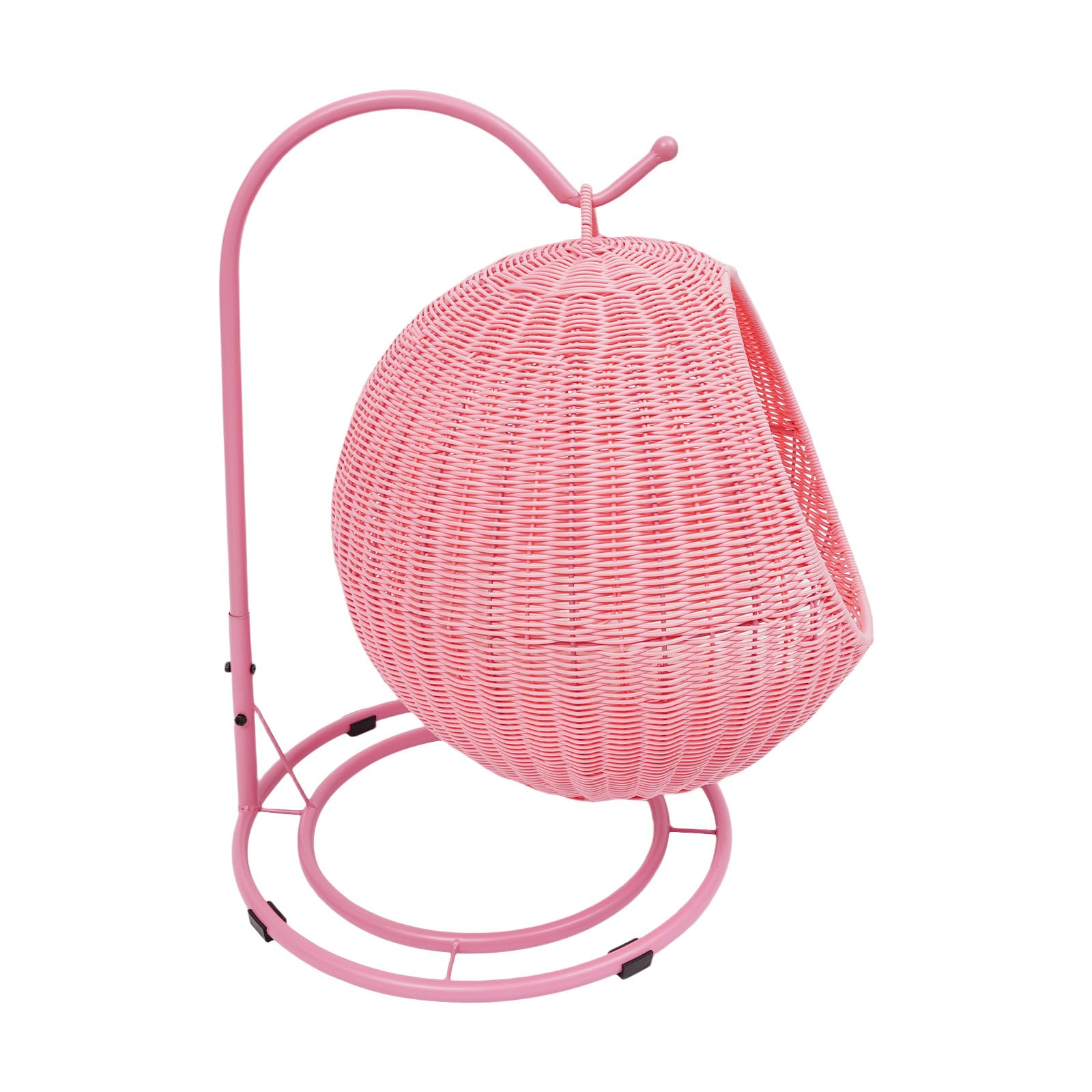 Katzen Schaukel Rattan Katzenschauckel bis 7,5 kg / 16,53 lbs, Federung Katzenbett Schaukelhafte Katzenstuhl für drinnen, Katzenkorb mit Kissen und Kratzbrett, 31cm Türdurchmesser (Pink)