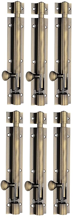 Chitra Brass Tower Bolt Pack of 6 (Antique Brass, 8 Inch)