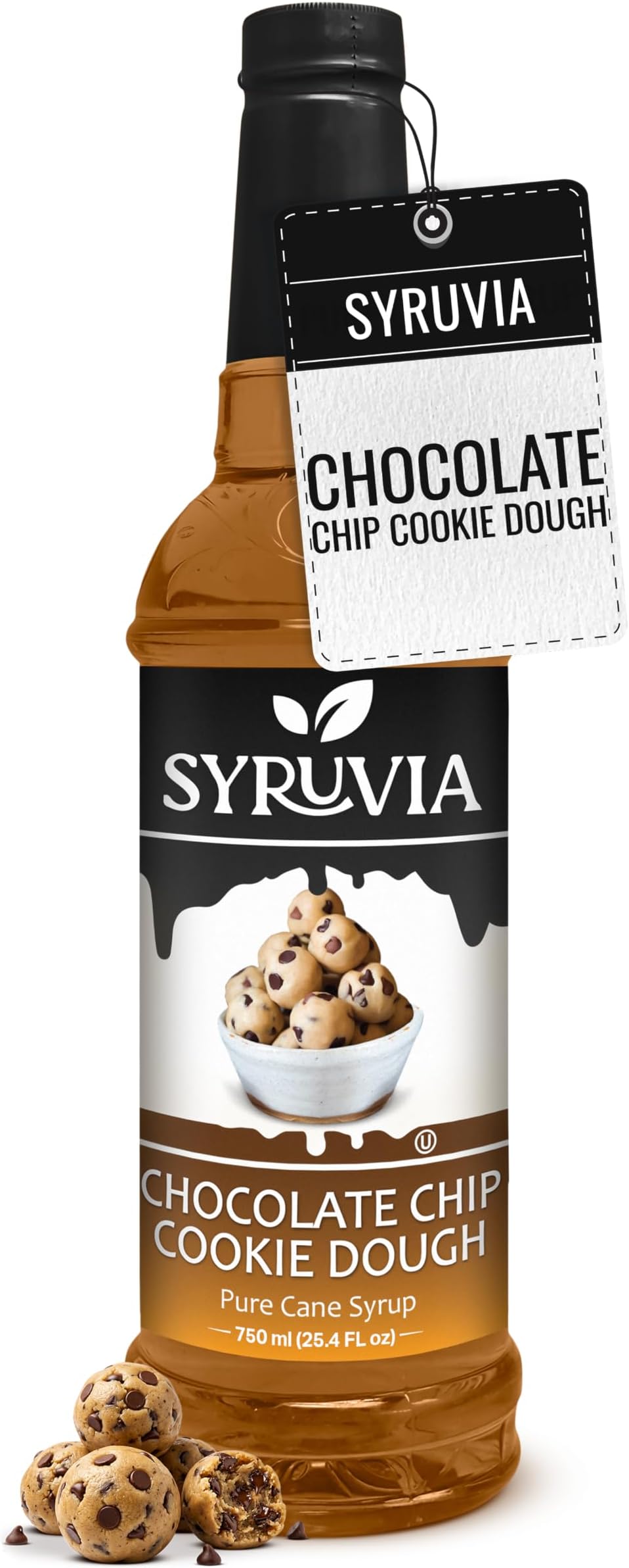 Syruvia Coffee Syrup, Chocolate Chip Cookie Dough Flavored Syrup for Drinks, Lattes, and Desserts – 25.4 fl oz