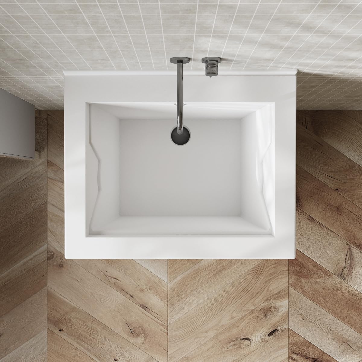 MarinelliGroup MOBILE lavatoio bianco con vasca in CERAMICA 63 X 51 X 86 con foro troppo pieno Dyma