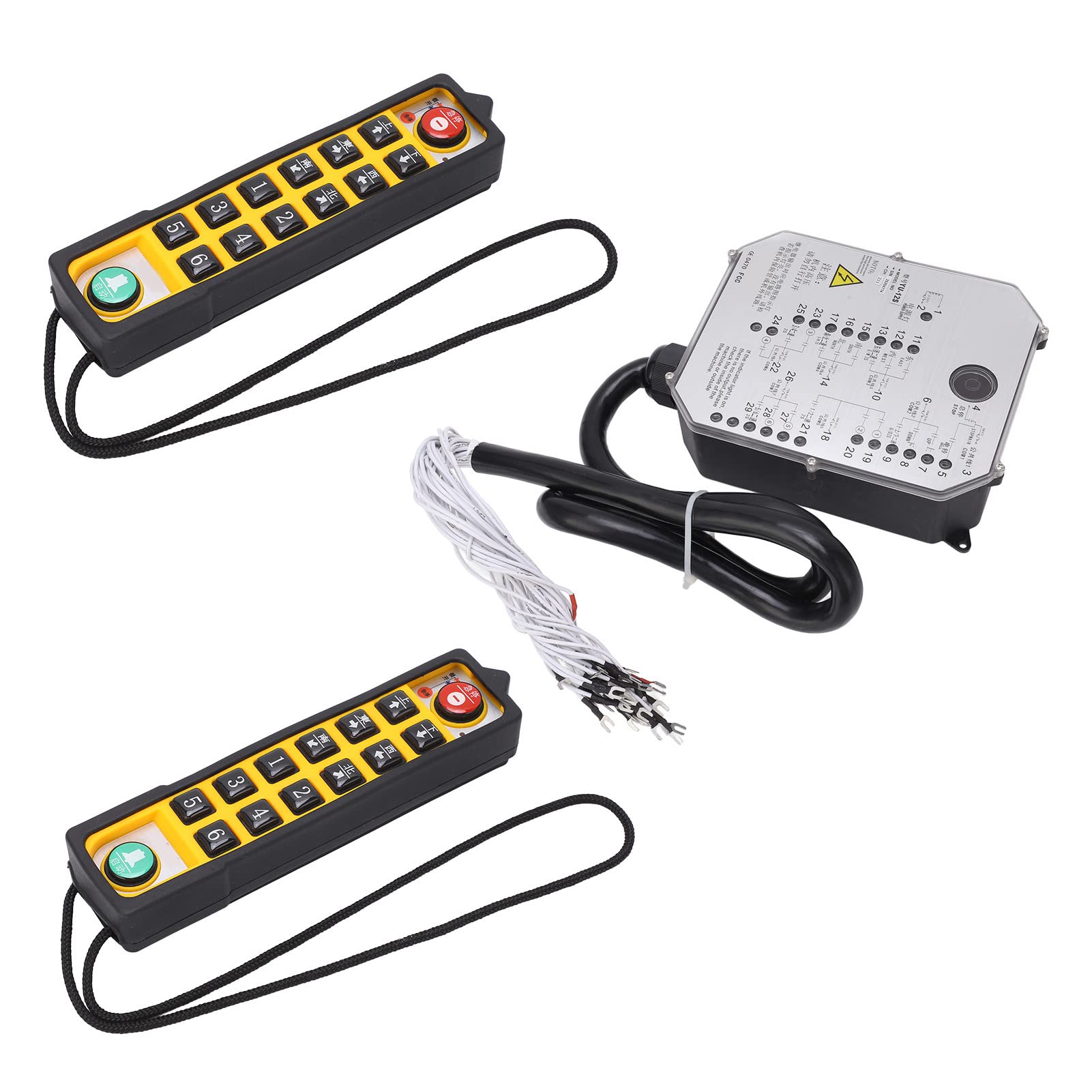 Naroote Télécommande de Grue sans Fil, Kit de Télécommande de Treuil, Télécommande Industrielle, Moniteur de Puissance sans Fil à Double Poignée pour Grue, Convoyeur et Autres Machines