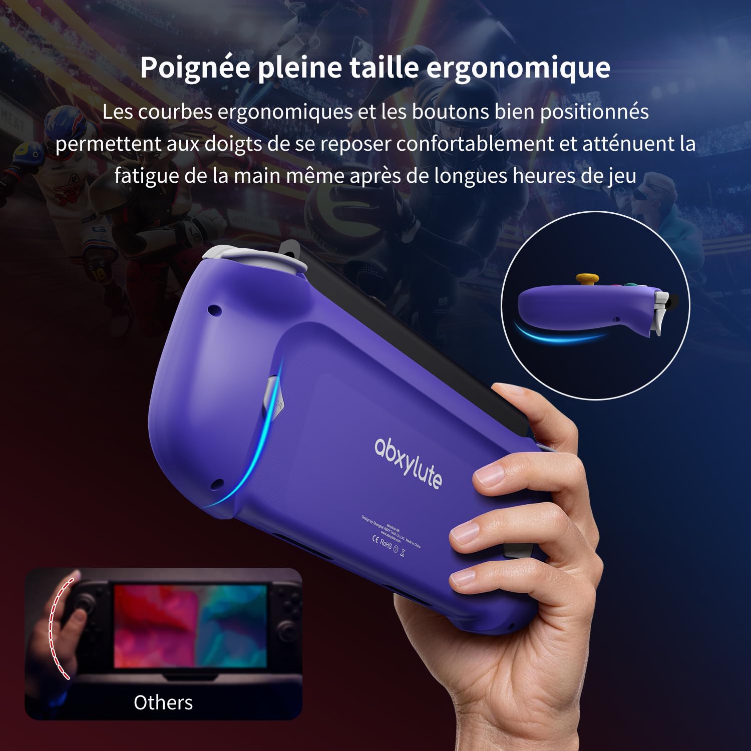 abxylute N6 Manette Switch 2 avec bouton C natif, boutons arrière et remappage des touches ABXY, joystick à effet Hall gyroscopique 9 axes (Noir)