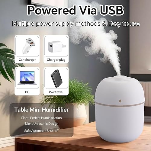 Miniatura 4 de Hortsun Humidificador pequeño portátil de 6 piezas USB de escritorio personal mini humidificador para dormitorio, coche, oficina, habitación, hogar