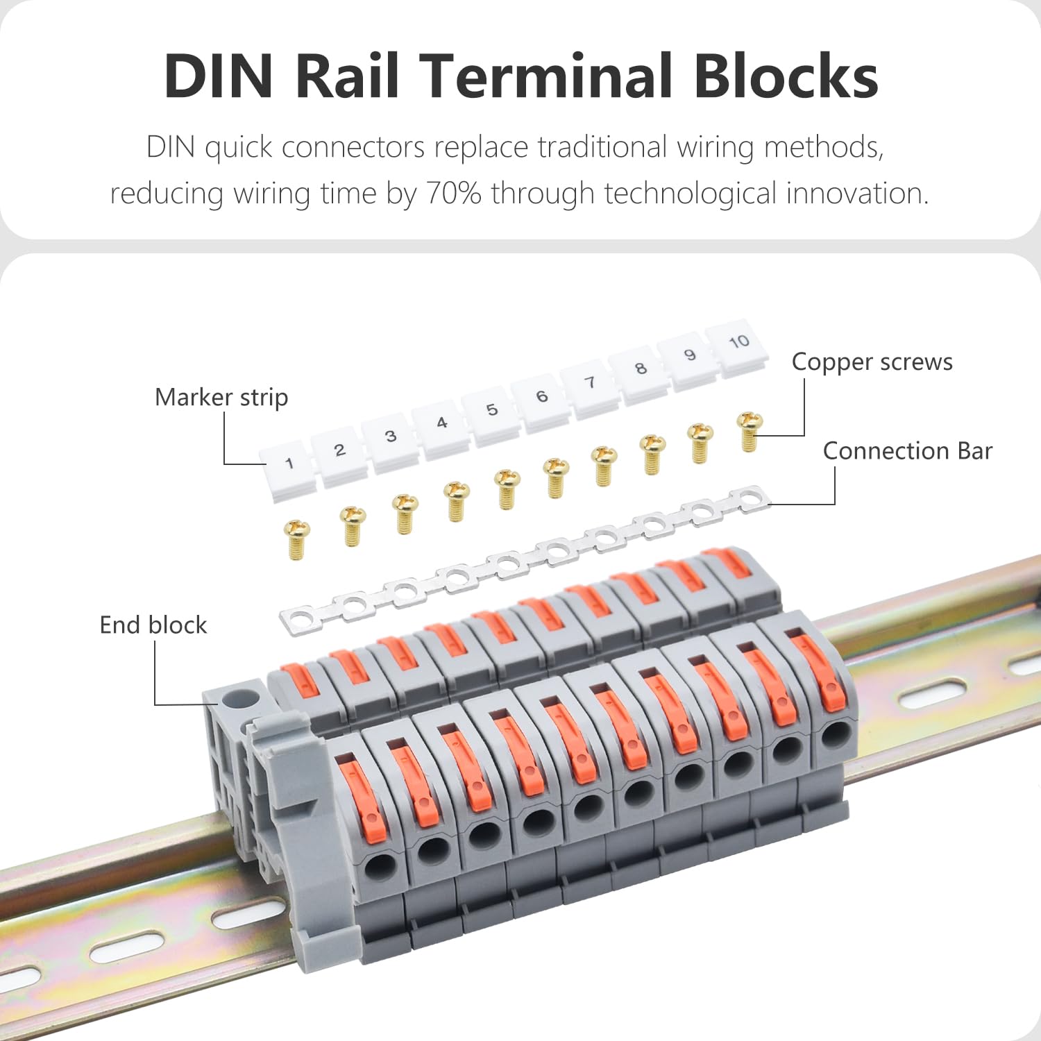 20 Pezzi Blocchi Terminali DIN A Vite Fissa - Isolanti Ignifughi Per Guida DIN - Foto 6