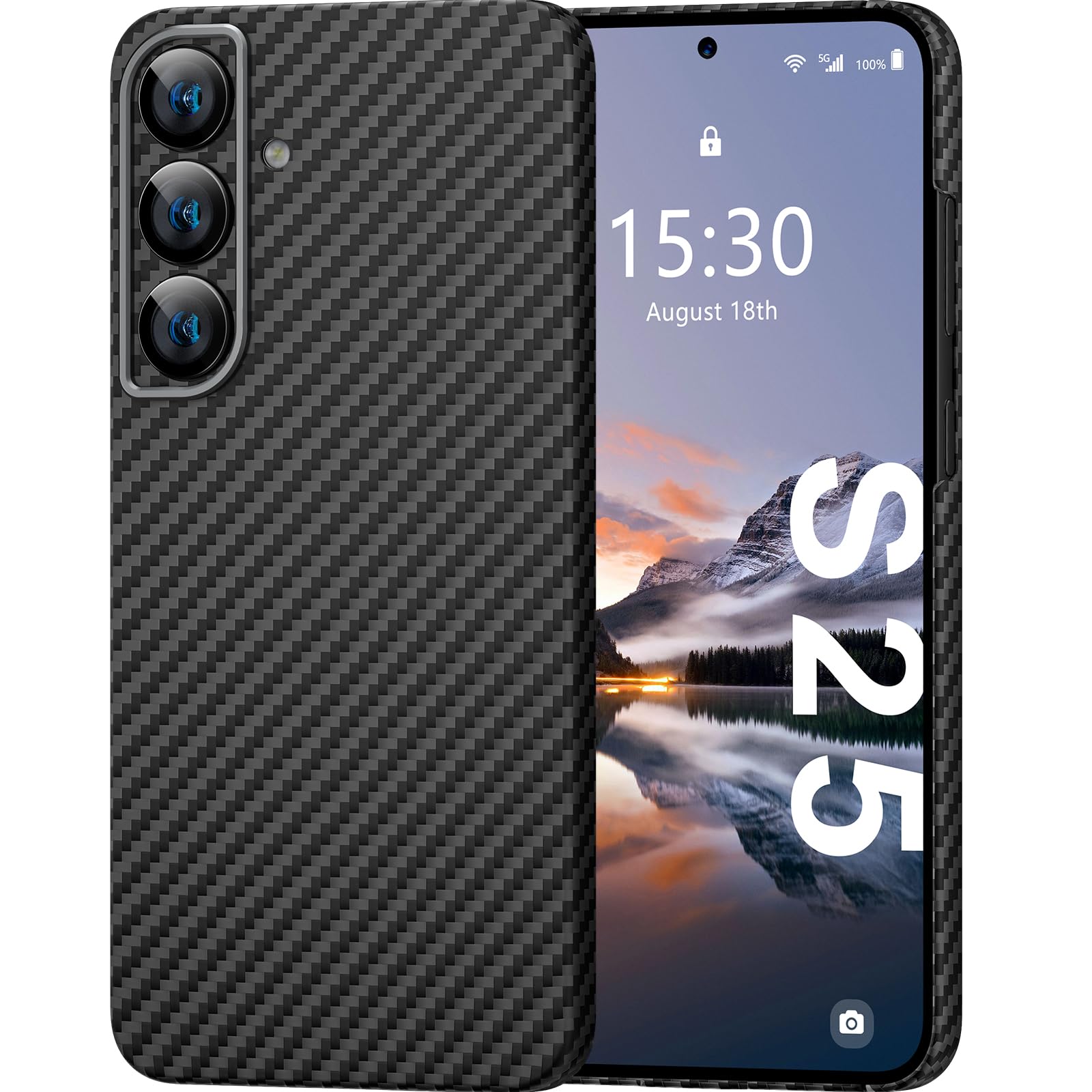 memumi Real Aramid Fiber for Samsung Galaxy S25 Case, [NO-case Feel] Durable Sturdy Aramid Fiber with 0.5mm Slim Case for Samsung S25 Thin and