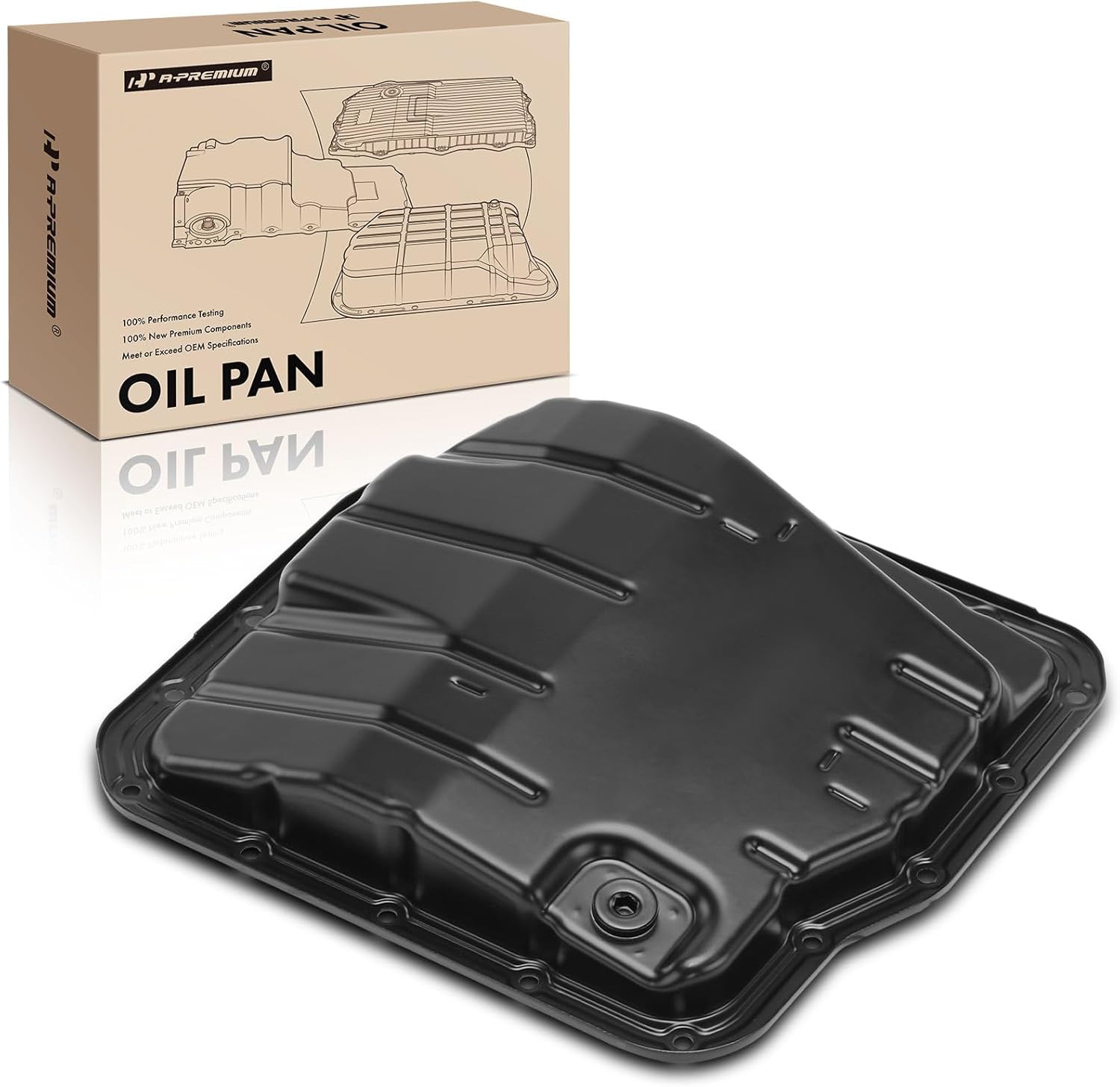 A-Premium Transmission Oil Pan with Drain Plug Compatible with Toyota Matrix 2009-2013, Highlander 2001-2007 & Lexus ES300 2002-2003 & Scion xB 2014-2015, 2.0L 2.4L 2.5L 3.0L, Replaces 3510628090