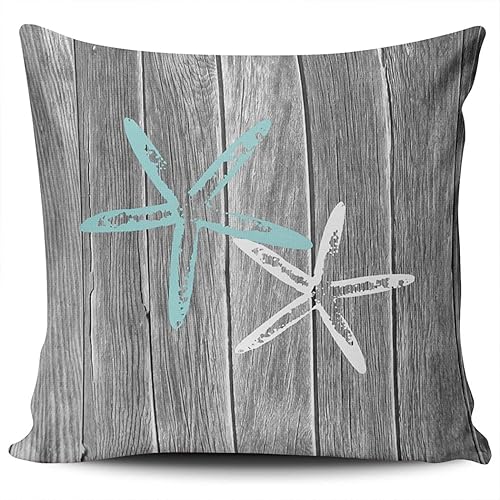 Fanaing Funda de almohada decorativa para el hogar, sofá, playa y estrellas de mar, 24 x 24 pulgadas, cuadradas, fundas de cojín impresas de doble