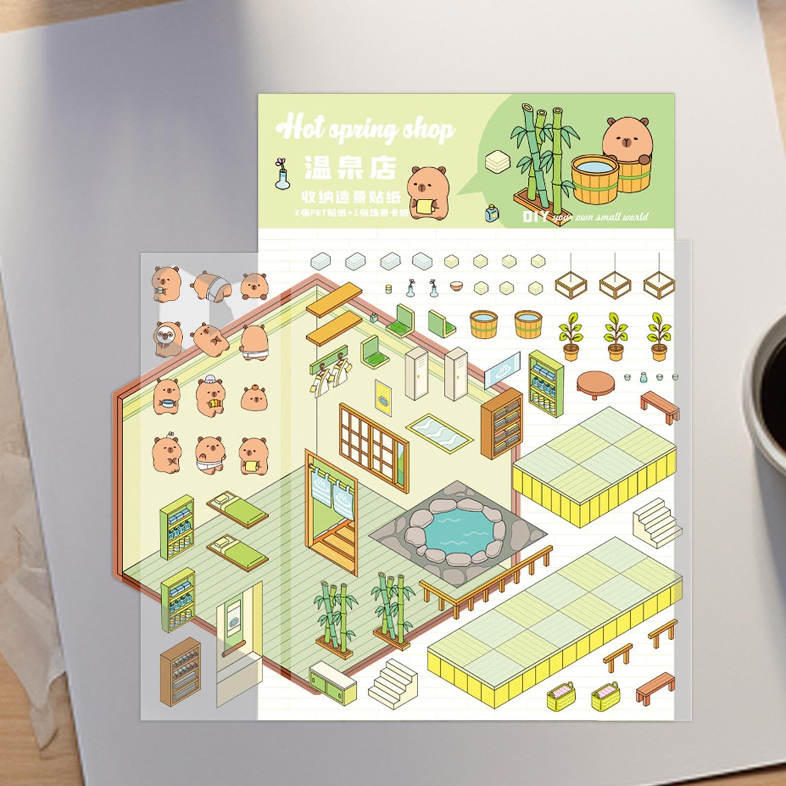 Cartoon Sticker Scènes | Kinderen Cartoon Huisstickers | Leuke Sticker Scènes Kinderen Scène Sticker Set voor Kinderdagverblijf, Kleuterschool